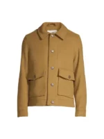 The Voice S28 Revel Day Brown Wool Jacket view showing brown wool texture, collar shape, and relaxed fit