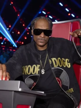 The Voice S28 Snoop Dogg Black Zipper Jacket front view showing clean design and sharp fit