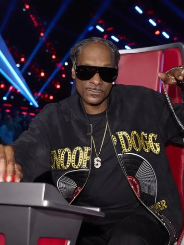 The Voice S28 Snoop Dogg Black Zipper Jacket Front View The Voice S28 Snoop Dogg Black Zipper Jacket front view showing clean design and sharp fit