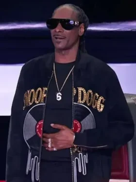 The Voice S28 Snoop Dogg Black Zipper Jacket view look showing full shape and zip style