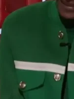 The Voice S28 Snoop Dogg Green Jacket close-up showing fabric texture, stitching, and details