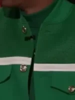 The Voice S28 Snoop Dogg Green Jacket closure view showing fastening and front detail