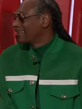 The Voice S28 Snoop Dogg Green Jacket front view showing clean design and sharp fit