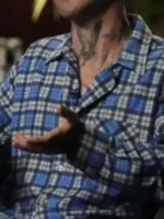 The Voice S29 Adam Levine Blue Plaid Shirt design view showing plaid pattern and fine details
