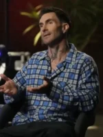 The Voice S29 Adam Levine Blue Plaid Shirt view look showing full shape and plaid style