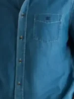 The Voice S29 Adam Levine Denim Shirt close-up view showing denim texture and stitching details