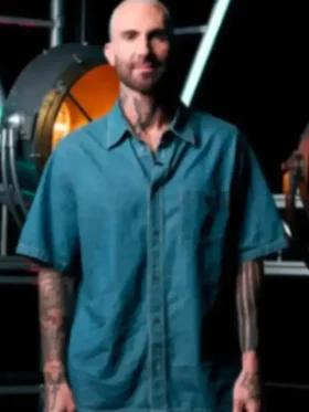 The Voice S29 Adam Levine Denim Shirt front view showing clean design and sharp fit