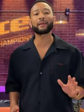The Voice S29 Finale John Legend Black Shirt design view showing texture and fine details