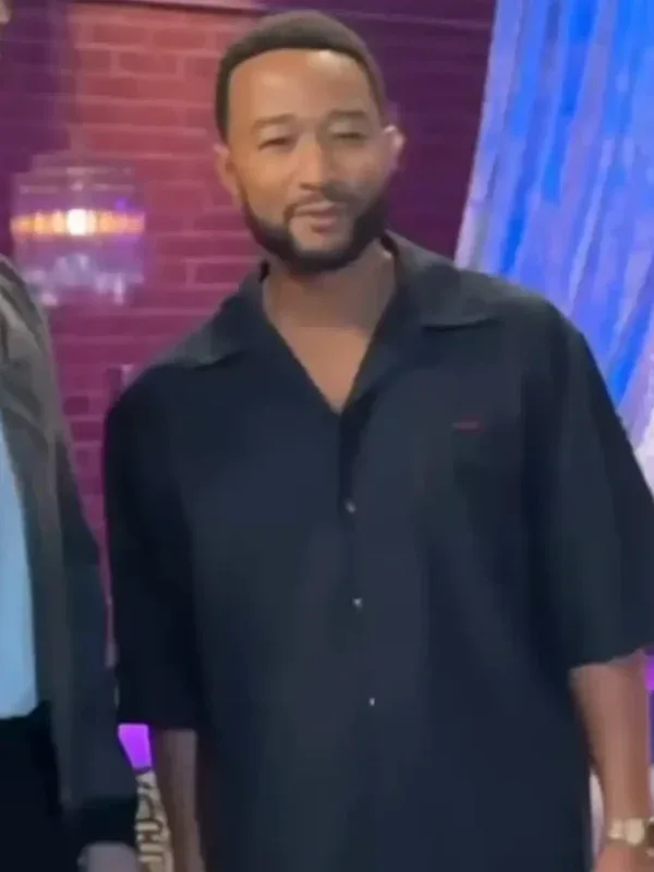 The Voice S29 Finale John Legend Black Shirt Front View The Voice S29 Finale John Legend Black Shirt front view showing clean design and sharp fit