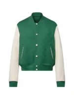 The Voice S29 John Legend Green Varsity Jacket view look showing green varsity style and relaxed fit