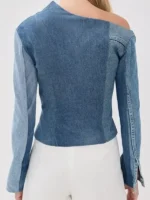 The Voice S29 Kelly Clarkson Denim Jacket back view showing rear shape and clean denim finish