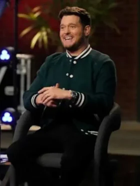 The Voice S29 Michael Bublé Varsity Jacket look showing sporty varsity design and neat outerwear fit