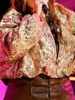 The Voice S29 Mikenley Brown Bomber Jacket style look showing brown bomber design and relaxed outerwear fit