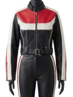 The Voice S29 Syd Millevoi Leather Biker Jacket view look showing biker style, collar, and leather texture
