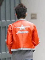 Timothée Chalamet Knicks 2026 Playoffs Avirex Leather Jacket back view showing rear design and leather jacket shape
