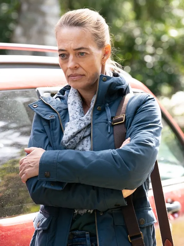 Tracker S03 Jeri Ryan Blue Hooded Jacket front view