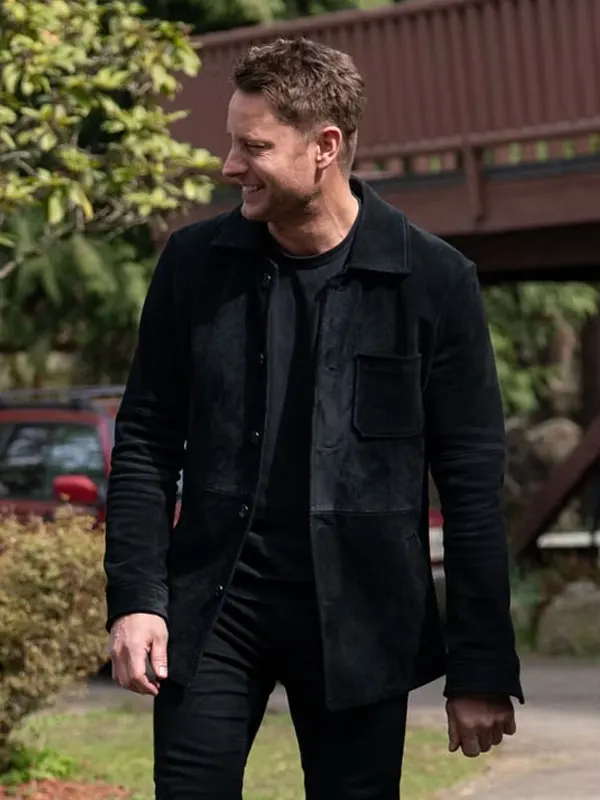 Tracker S03 Justin Hartley Black Suede Jacket front view