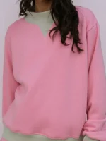Two Tone Classic Mockneck Sweatshirt front look showing two tone color, collar shape, and relaxed fit