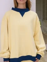 Two Tone Classic Mockneck Sweatshirt front view showing mockneck collar, two tone design, and clean fit