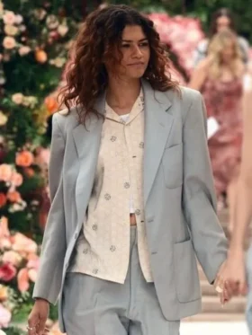 Zendaya Euphoria S03 Blue Blazer front view
