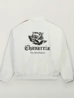 Clean back view showing the distinct draped shoulder profile of the Adidas x Willy Chavarria Woven Jacket.