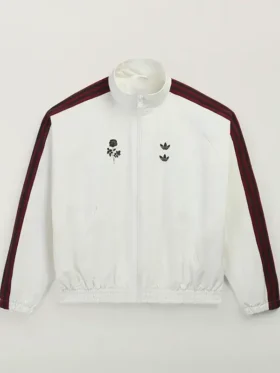 Full front profile highlighting the relaxed high fashion drape of the Adidas x Willy Chavarria Woven Jacket.