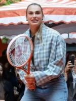 Front layout view showcasing the unique cropped cut on the Roland Garros Aryna Sabalenka Jacket.