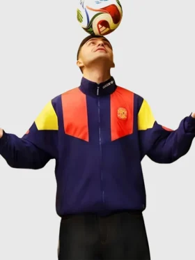 A front view of the high performance Backyard Legends 2026 Pedri Jacket.