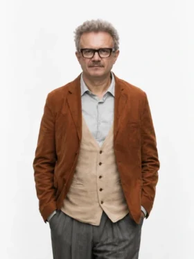 Berlin Tristan Ulloa Brown Blazer in brown suede with viscose lining, lapel collar, button closure, two outside waist one chest and one inner pocket