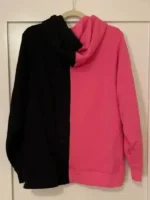 Clean rear profile view showing the uniform color division down the back of the Teddy Fresh Frenemies Hoodie.