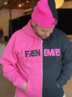 Close view highlighting the premium weave and dual tone knit texture of the Teddy Fresh Frenemies Hoodie.