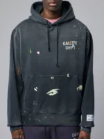 Front view of the Gallery Dept Paint Logo Hoodie showing the artistic paint design.