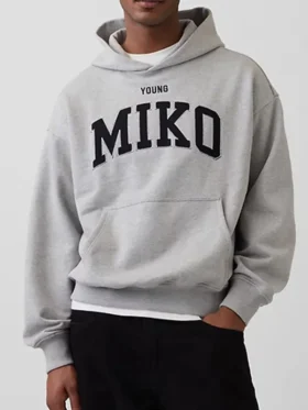 The essential Gap Young Miko Heavyweight Logo Hoodie in high quality grey fleece.