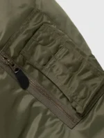 Close view of the Pokemon x Human Made Satin Bomber Jacket with its rib knitted collar.