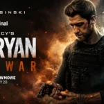 John Krasinski as Jack Ryan wearing a dark tactical field jacket in Tom Clancy’s Jack Ryan Ghost War promotional banner