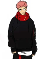Jujutsu Kaisen Yuji Itadori Hoodie with pullover closure, hooded collar and rib-knit cuffs for cosplay and daily wear