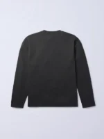 The clean back profile of the black Jung Kook Calvin Klein Stripe Shirt.