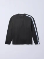 Full front view of the Jung Kook Calvin Klein Stripe Shirt showing the racing stripe details.