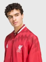 A clean profile of the LFC Adidas 26/27 Stadium Track Jacket in deep maroon.