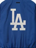 Full back view highlighting the minimalist pullover cut of the LA Dodgers Essentials Half Zip Jacket.