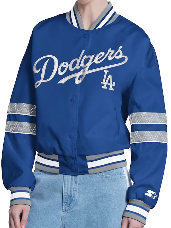 Los Angeles Dodgers Starter Royal Interception Full-Snap Blue Varsity Jacket