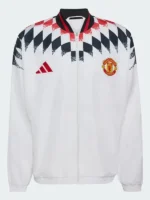 A pristine lifestyle view of the United x Adidas Stadium Track Jacket.