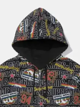 The essential black Supreme Denver Nuggets Black Hoodie showing the clean crossover branding.