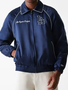 The essential MLB Los Angeles Dodgers Navy Club Jacket in a rich navy blue color.