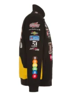 The right profile perspective of the black Nascar Kyle Busch JH Design Black Jacket.