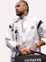 A clean front view of the Santos FC Neymar White Track Jacket in crisp white.