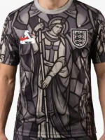 A crisp display view highlighting the tonal contrast layout of the Nike X Palace World Cup England Jersey.