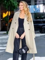 Premium profile presentation of the classic NYC 2026 Blake Lively Trench Coat.