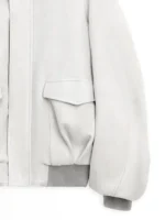 NYC 2026 Sarah Pidgeon White Wool Jacket featuring white wool, viscose lining, and rib knitted cuffs