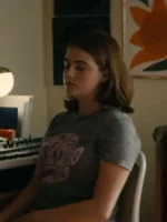 The vintage inspired layout profile of the Hannah Wells Off Campus Grey T Shirt.